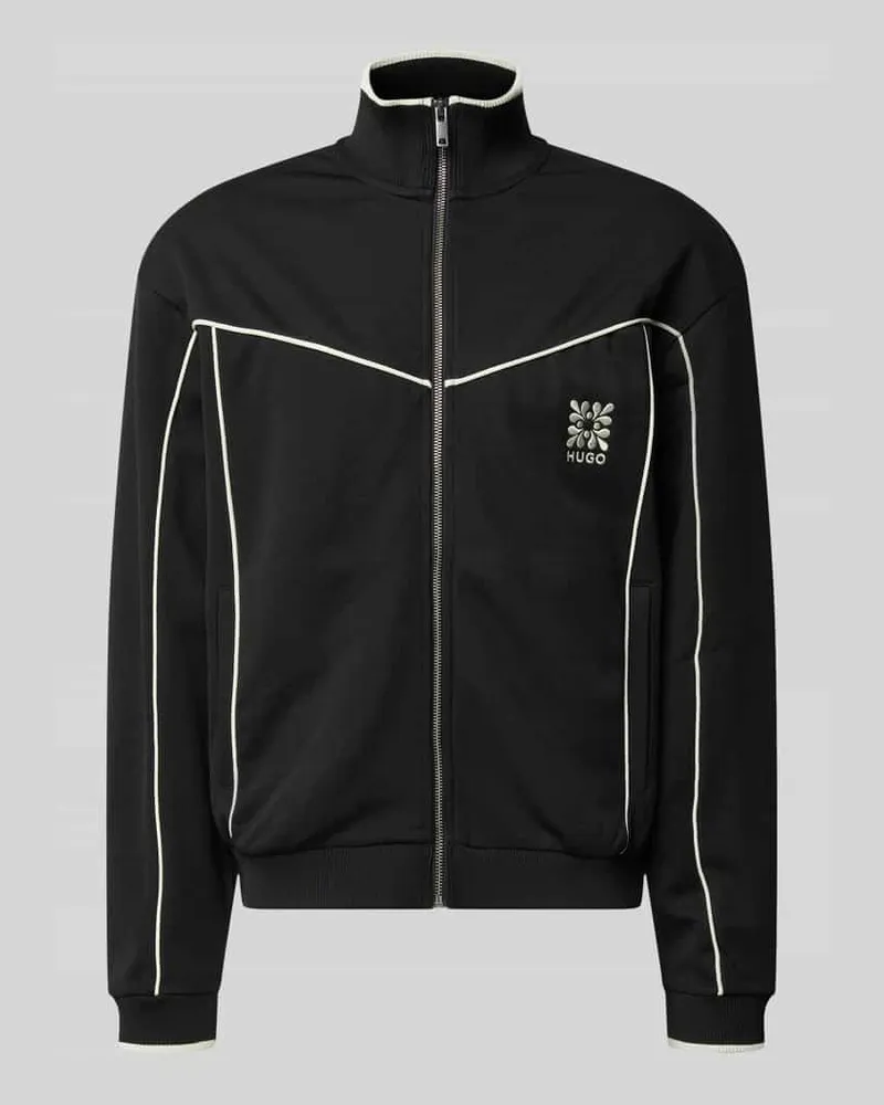 HUGO BOSS Relaxed Fit Sweatjacke aus Baumwoll-Mix Modell 'DARYNT Black