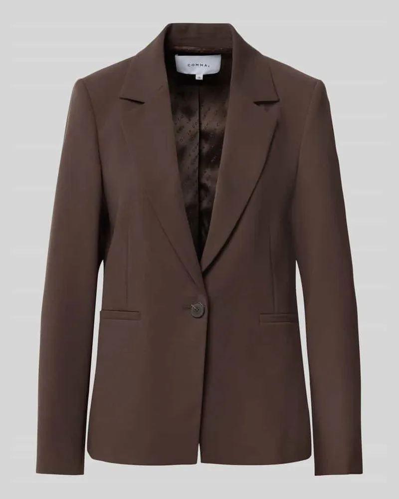 COMMA Straight Fit Blazer mit Viskose-Anteil Dunkelbraun