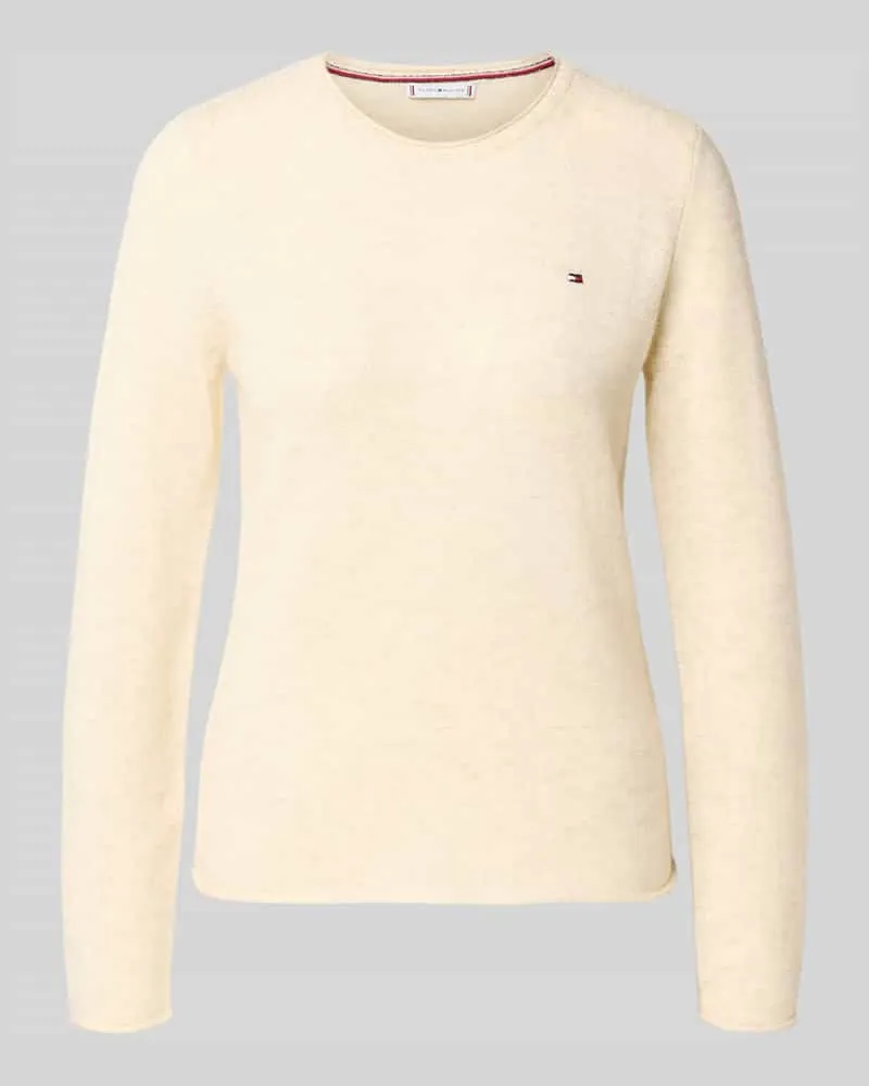 Tommy Hilfiger Slim Fit Strickpullover aus reiner Wolle Sand