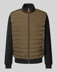 Bugatti Sweatjacke mit Stehkragen Oliv