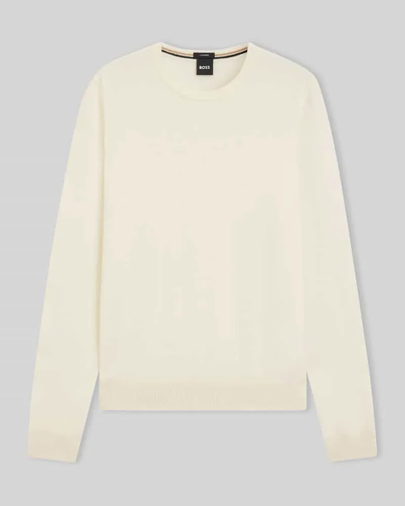 HUGO BOSS Regular Fit Strickpullover aus reinem Kaschmir Modell 'EMIGLIORE Offwhite