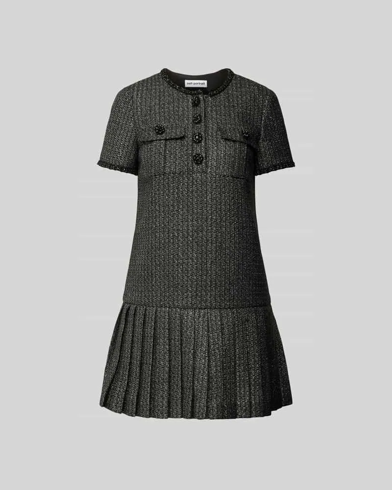 Self-Portrait Minikleid mit Rundhalsausschnitt Black