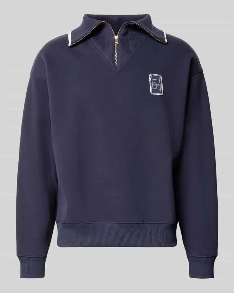 Lacoste Loose Fit Troyer aus Baumwoll-Mix Model 'Tennisc Marine