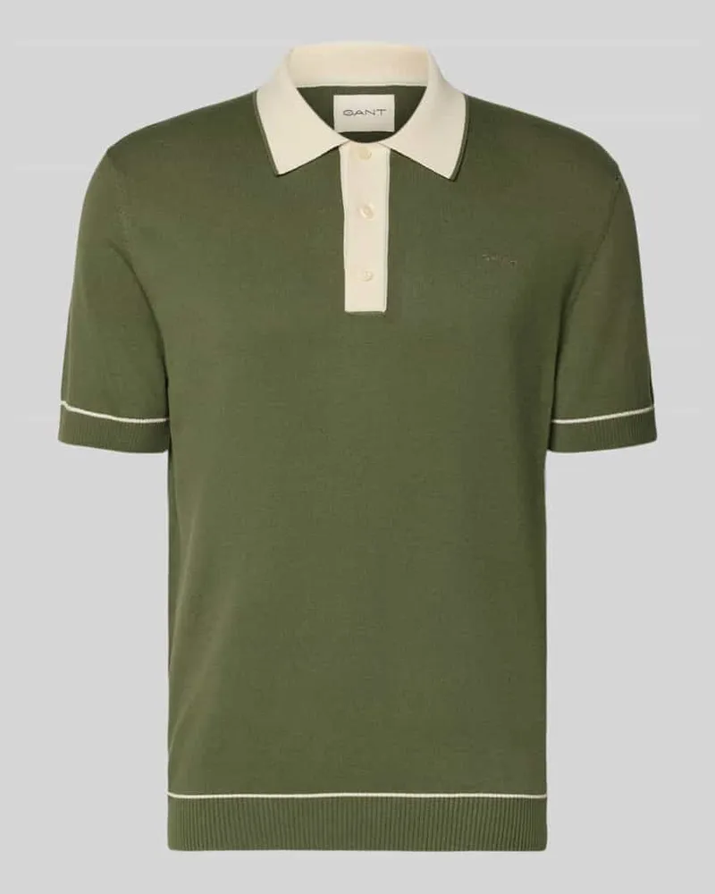 Gant Slim Fit Poloshirt mit Logo-Stitching Oliv