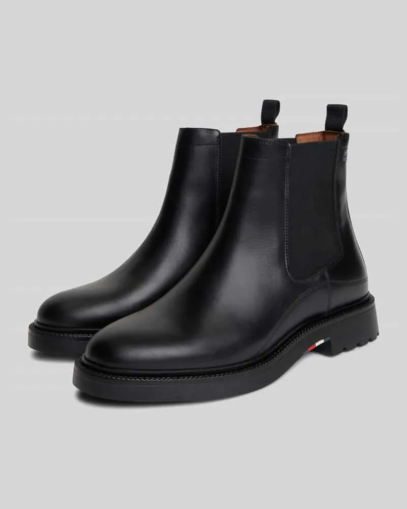 Tommy Hilfiger Chelseas aus echtem Rindsleder Black