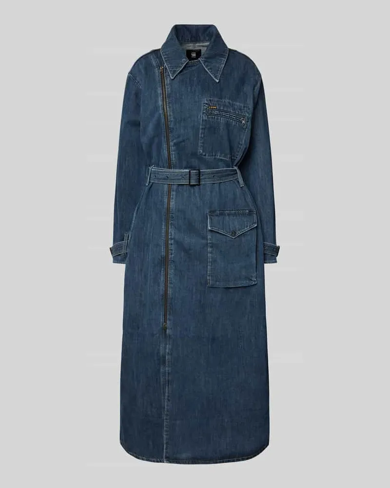 G-STAR RAW Trenchcoat in Denim-Optik mit Gürtel Marine