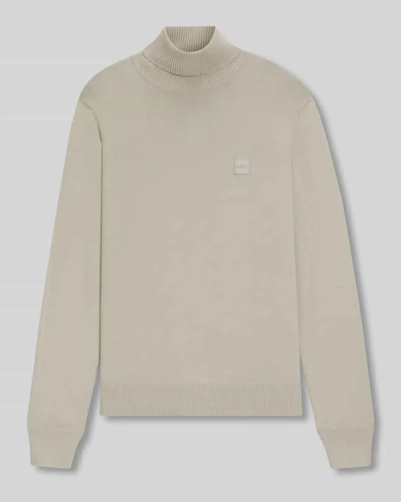 HUGO BOSS Regular Fit Rollkragenpullover aus Baumwoll-Kaschmir-Mix Modell 'AKIRO_S Sand