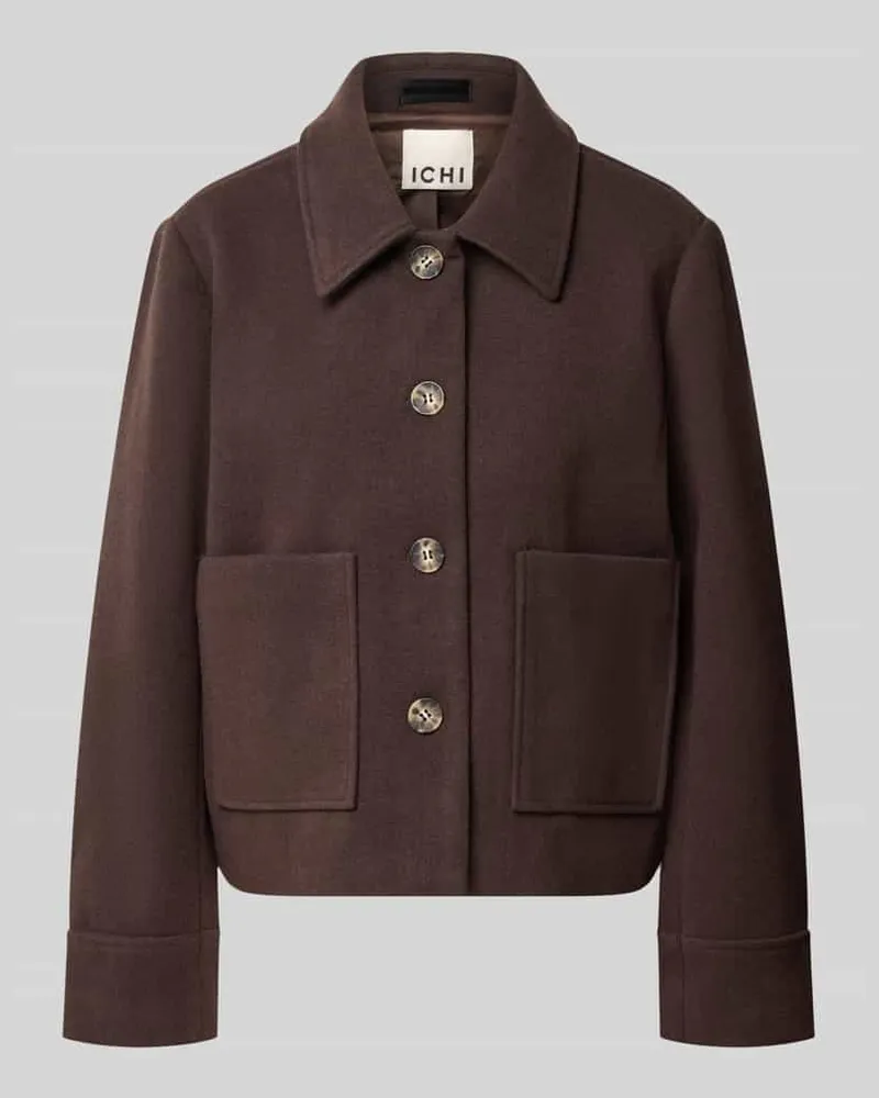 ICHI Regular Fit Blouson mit aufgesetzten Taschen Modell 'JANNET Dunkelbraun