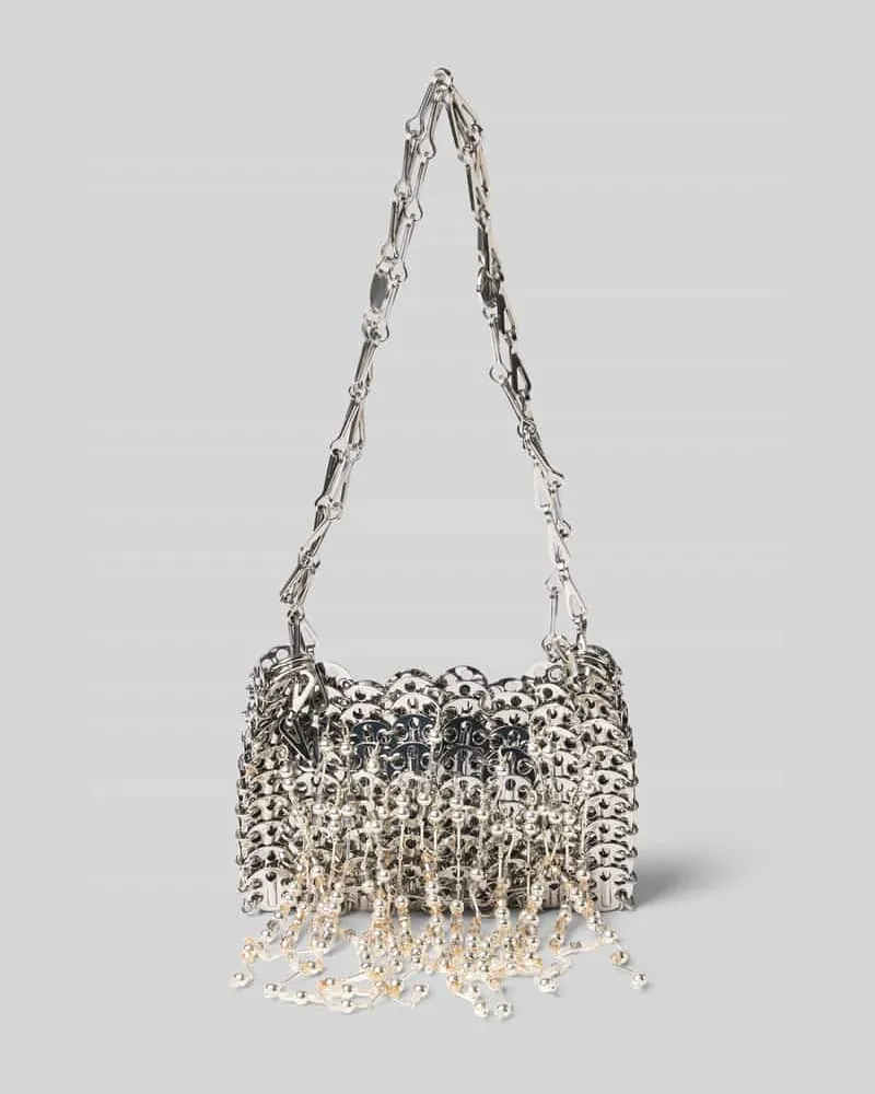 Paco Rabanne Shoulder Bag mit Perlenbesatz Silber