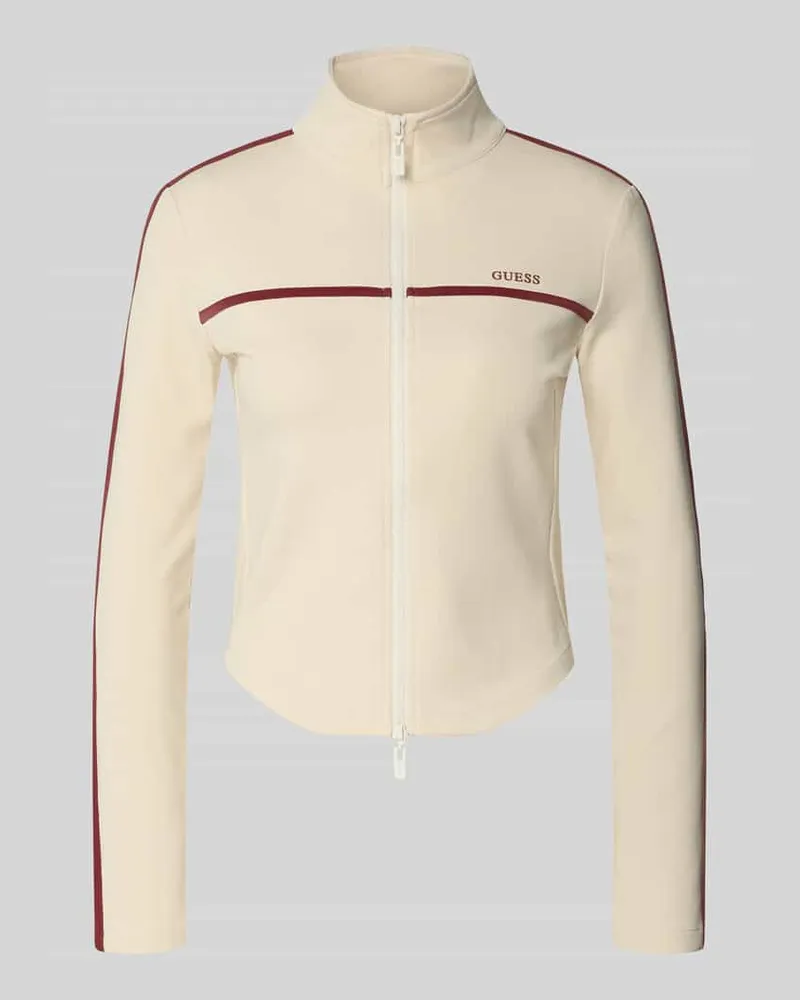 Guess Slim Fit Sweatjacke mit Stehkragen Modell 'Jasmine Offwhite