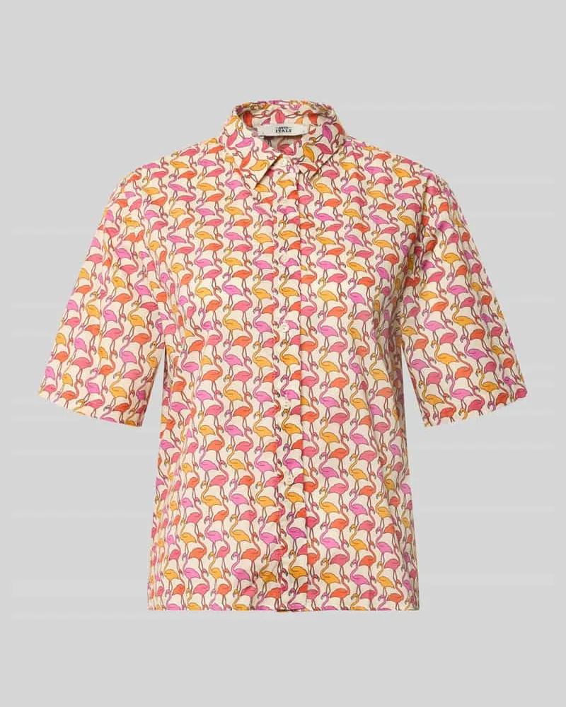 0039 Italy Regular Fit Bluse im Allover-Look Modell 'BEA Pink