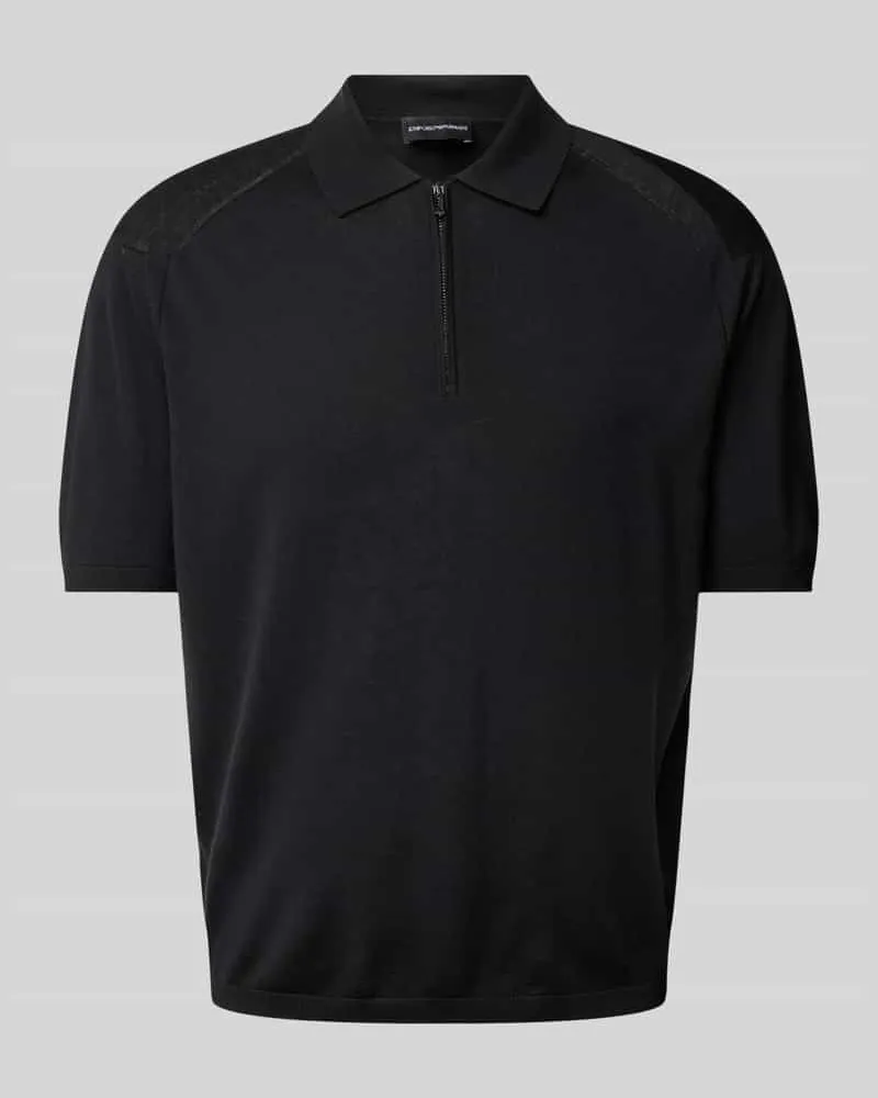 Emporio Armani Regular Fit Poloshirt mit Seiden-Anteil Black