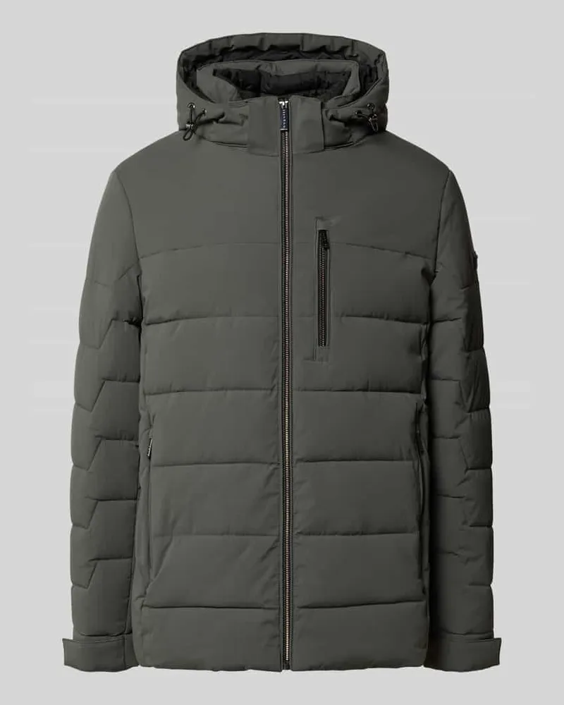 Bugatti Steppjacke mit Kapuze und Reißverschlusstaschen Graphit