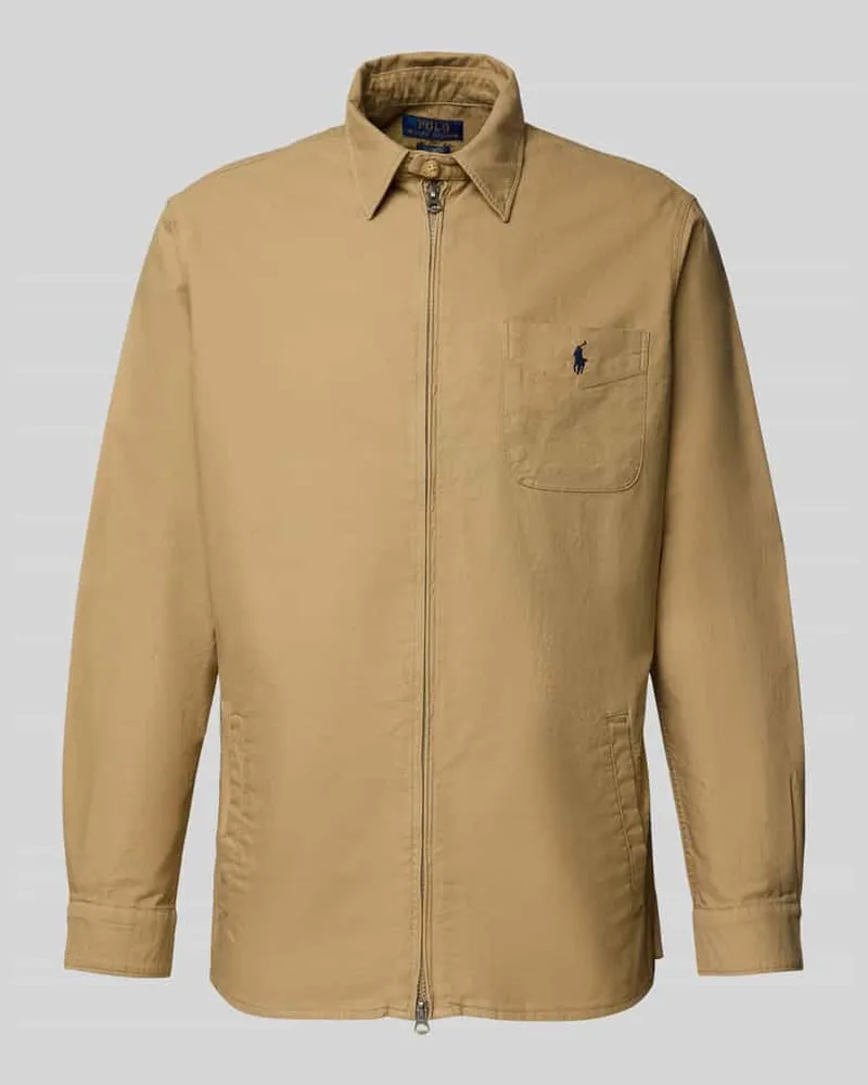 Ralph Lauren Regular Fit Hemdjacke mit Reißverschluss Modell 'Osacalon Beige