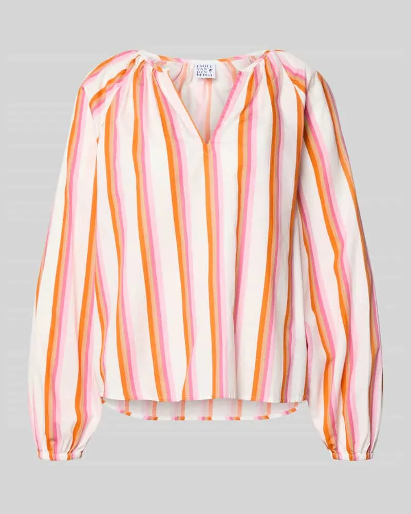 Emily van den Bergh Regular Fit Bluse mit Raffungen Koralle