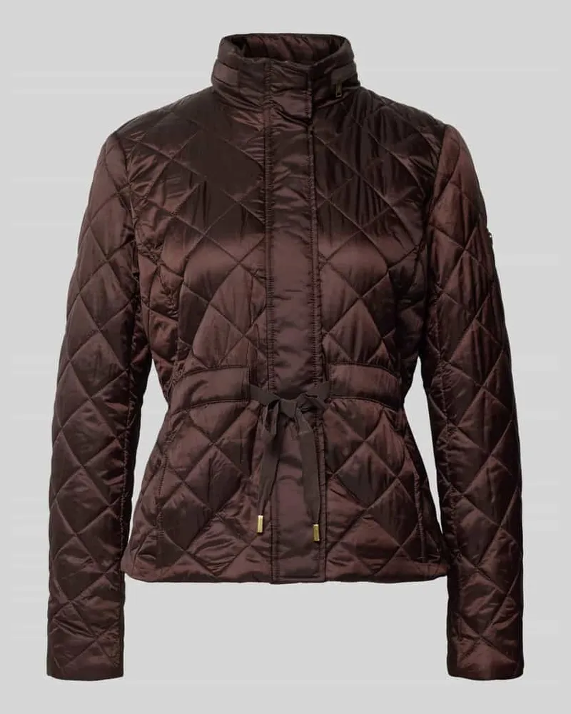 Michael Kors Steppjacke mit Stehkragen und Bindegürtel Schoko