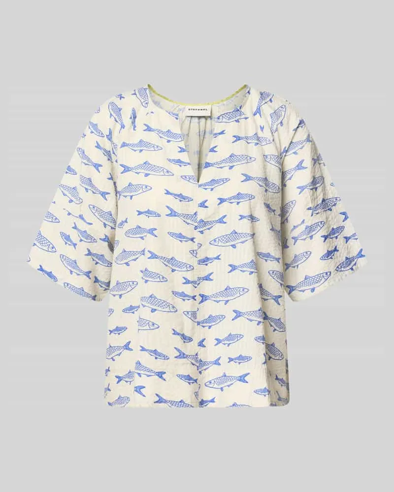 Stefanel Blusenshirt im Allover-Look Modell 'SADIRA Offwhite