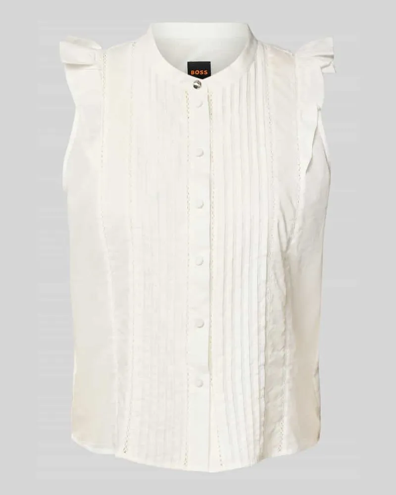 HUGO BOSS Bluse mit Rundhalsausschnitt Modell 'Bantiana Offwhite