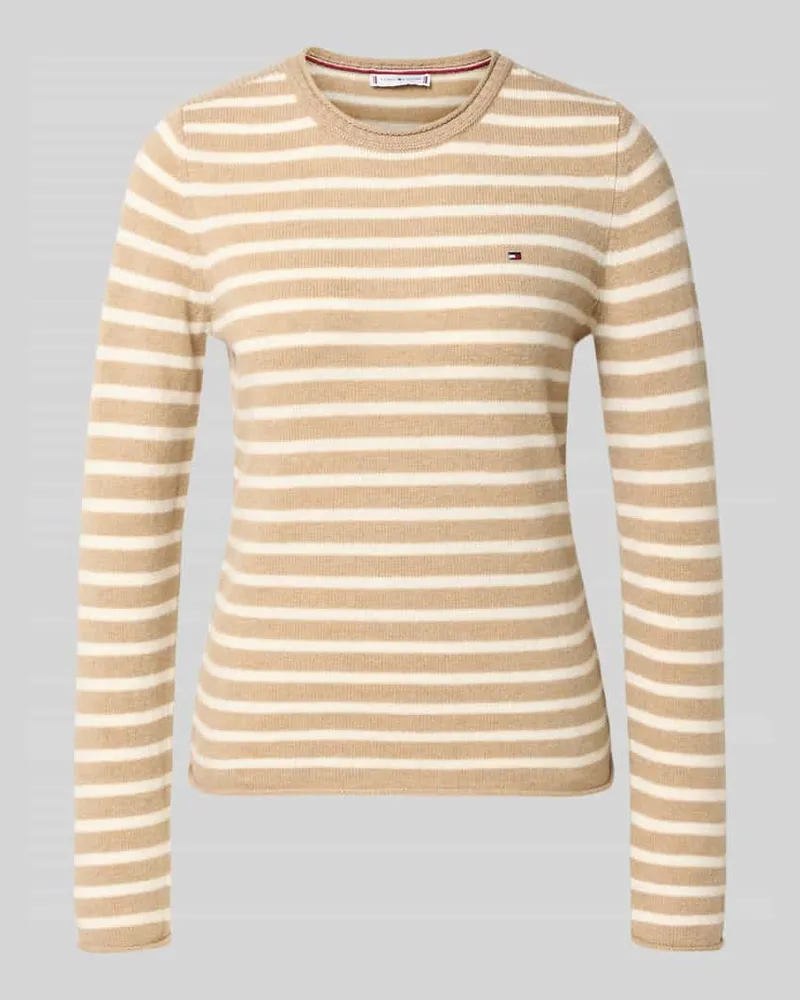 Tommy Hilfiger Slim Fit Strickpullover aus reiner Wolle Camel