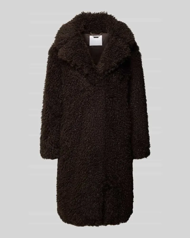 Rich&Royal Mantel aus Teddyfell mit Reverskragen Dunkelbraun