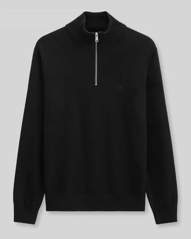 Marc O'Polo Regular Fit Troyer aus Baumwoll-Schurwoll-Mix Black