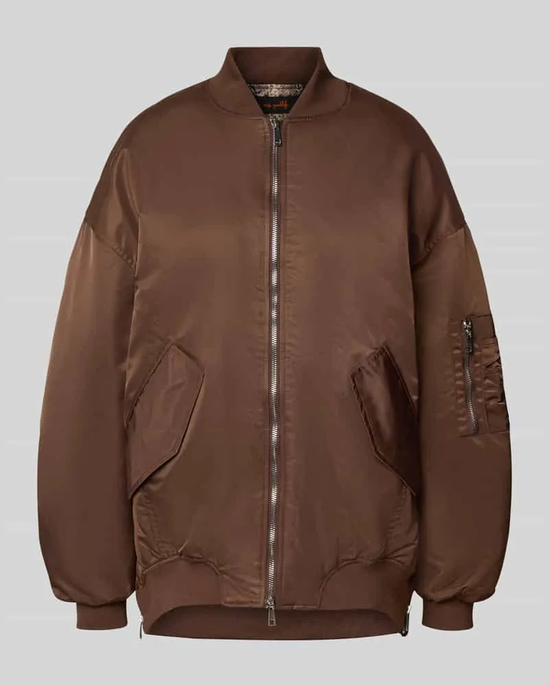 Miss Goodlife Relaxed Fit Bomberjacke mit Zweiwege-Reißverschluss Schoko