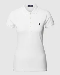 Ralph Lauren Slim Fit Poloshirt mit Logo-Stitching Modell 'JULIE Weiss