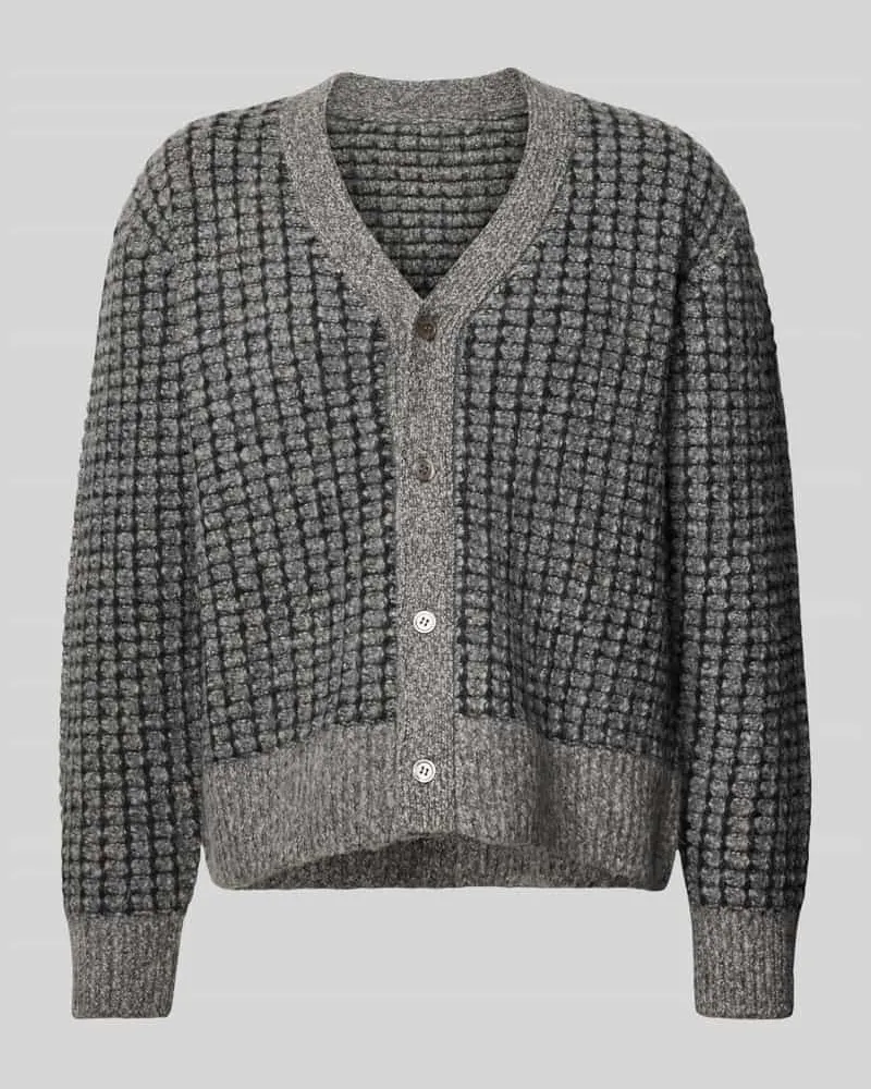 Officine Generale Strickjacke mit Bouclé-Struktur Dunkelgrau