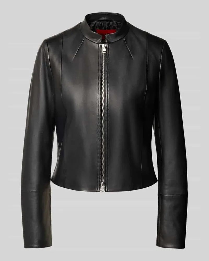 HUGO BOSS Lederjacke mit Ziernähten Modell 'Lasari Black