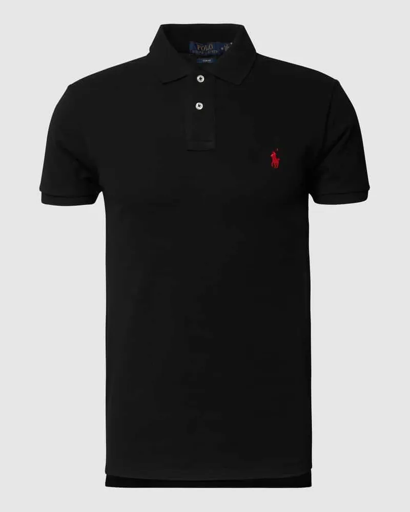Ralph Lauren Slim Fit Poloshirt mit Logo-Stitching Black
