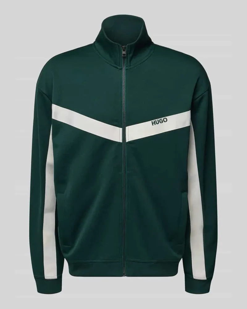 HUGO BOSS Relaxed Fit Sweatjacke mit Baumwoll-Anteil Modell 'DARTI Dunkelgruen