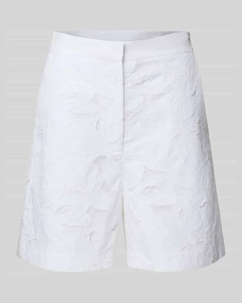 HUGO BOSS Regular Fit Shorts mit Spitzenbesatz Modell 'Tonara Weiss