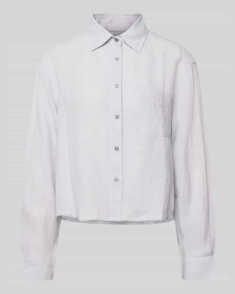 Marc O'Polo Relaxed Fit Hemdbluse aus reinem Leinen Hellblau