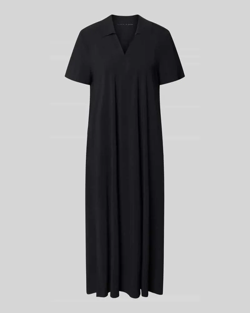 RAFFAELLO ROSSI  Midikleid mit Strukturmuster und Umlegekragen Modell 'JOSEPHINA Black
