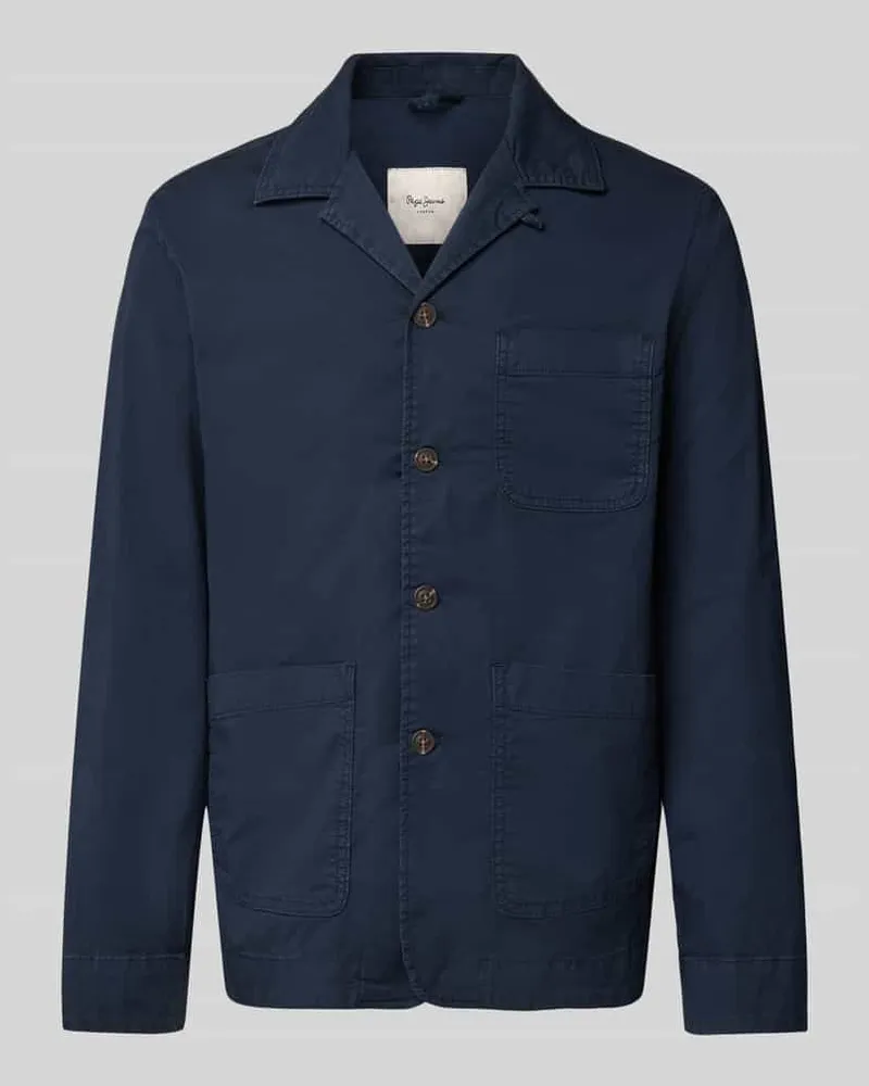Pepe Jeans Regular Fit Hemdjacke aus Baumwoll-Mix Marine