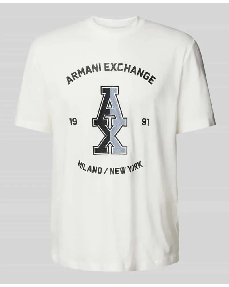 Armani Exchange T-Shirt mit Label-Print Weiss