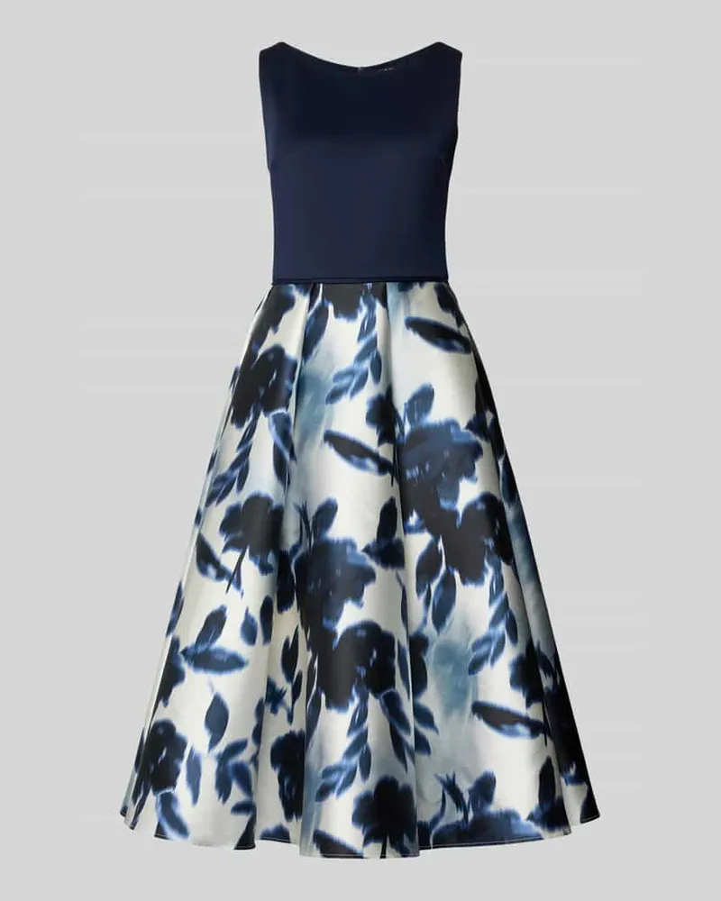 Swing Cocktailkleid mit Rundhalsausschnitt Dunkelblau