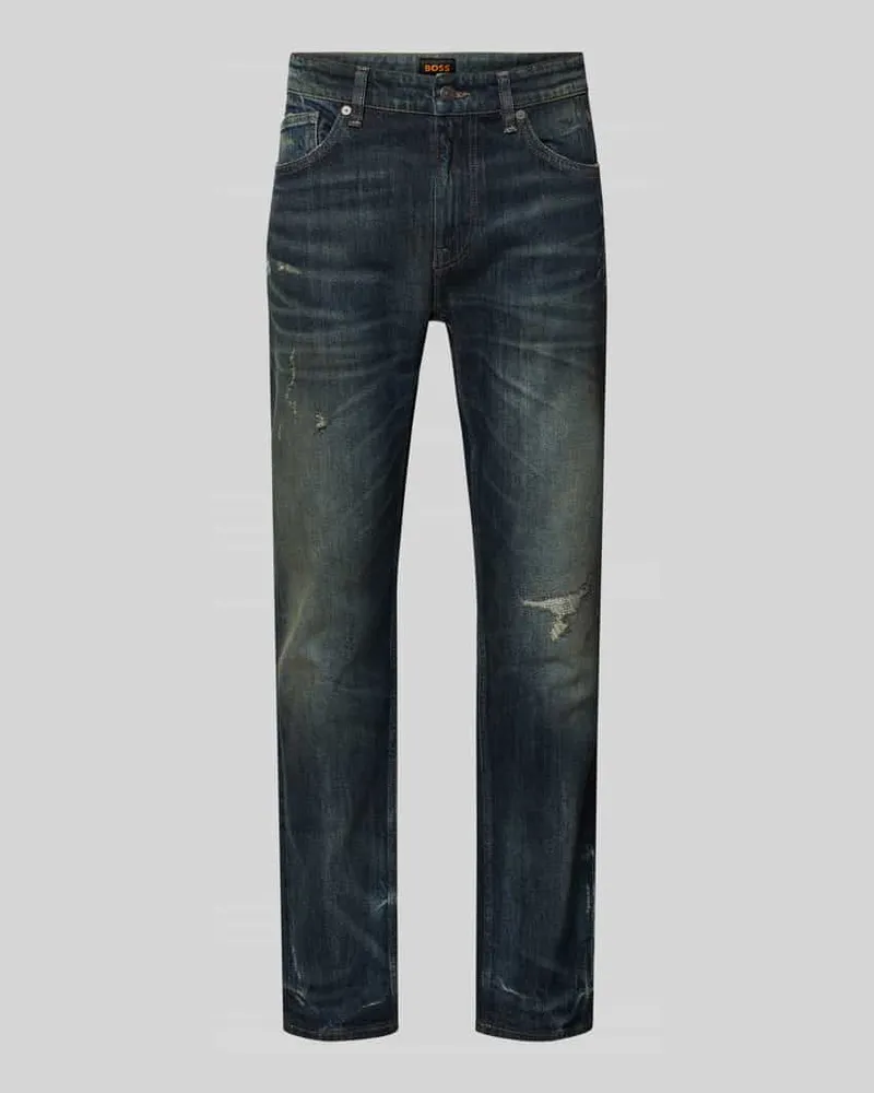HUGO BOSS Slim Fit Jeans aus Baumwoll-Mix Modell 'DELAWARE BO IMAGE Jeansblau