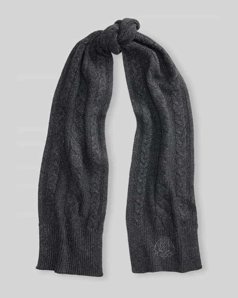 Ralph Lauren Schal mit Zopfmuster-Strickoptik aus Woll-Mix Dunkelgrau