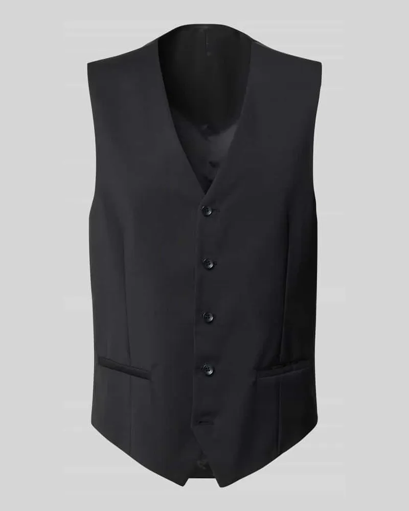 Carl Gross Weste mit V-Ausschnitt und Paspeltaschen Modell 'Tobias Black
