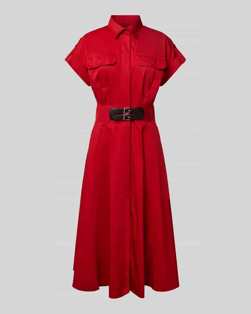 Ralph Lauren Midikleid mit Hemdblusenkragen Rot