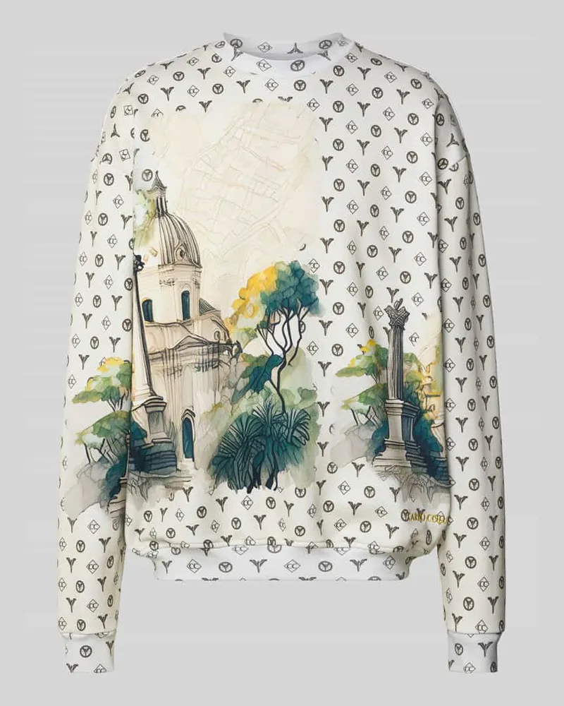 Carlo Colucci Oversized Sweatshirt mit gerippten Abschlüssen Offwhite