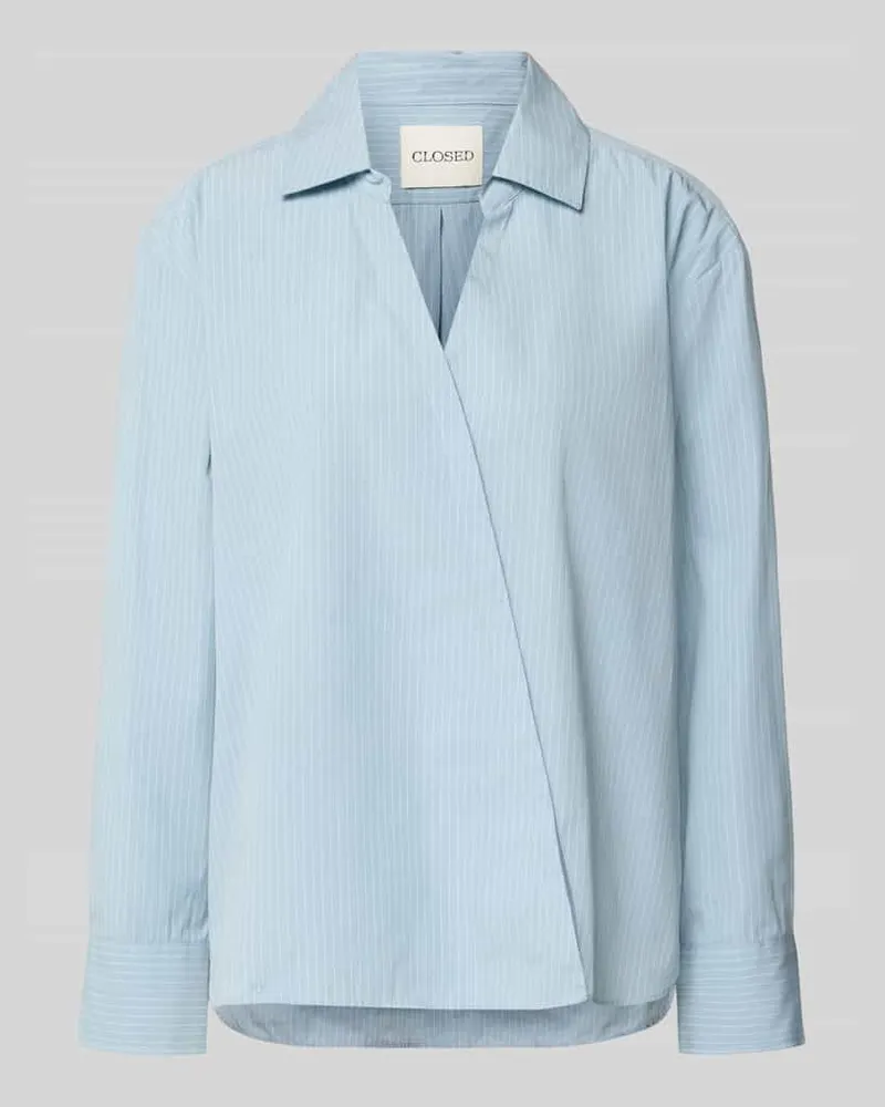 Closed Regular Fit Bluse mit V-Ausschnitt Bleu