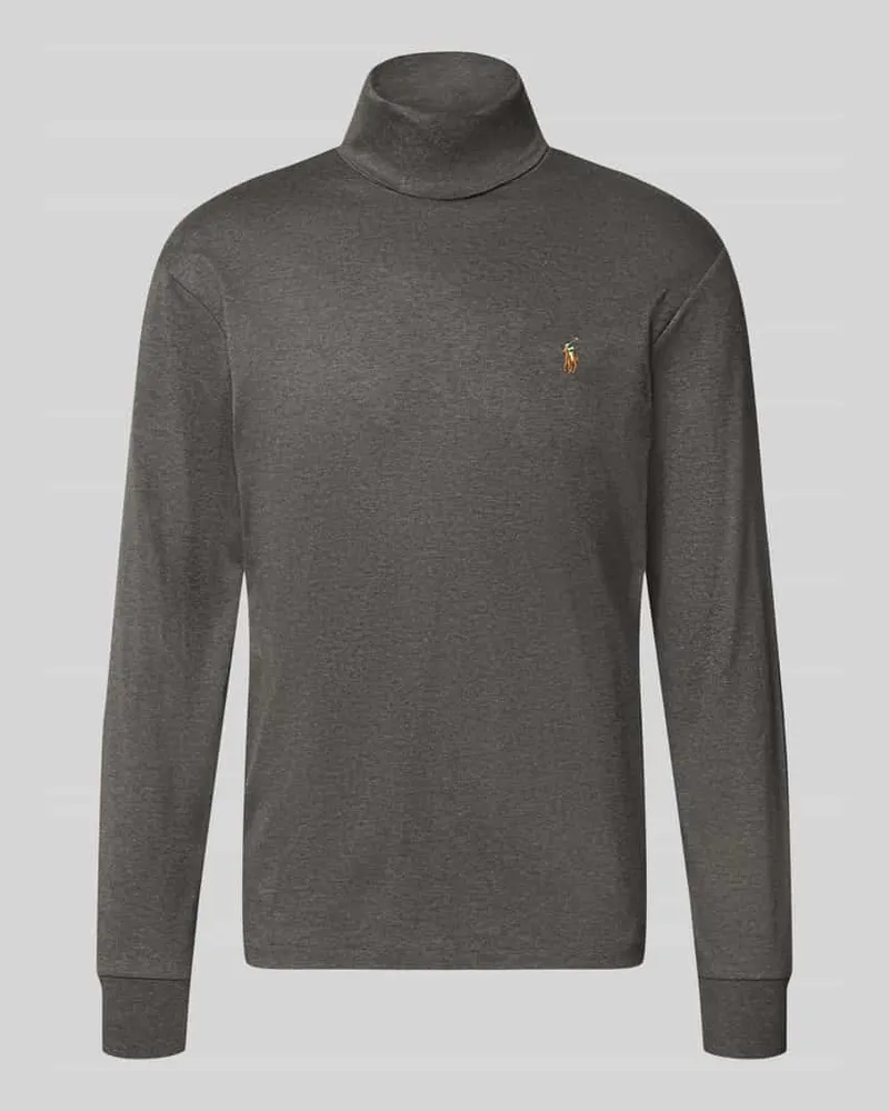 Ralph Lauren Regular Fit Rollkragenpullover aus reiner Baumwolle Dunkelgrau