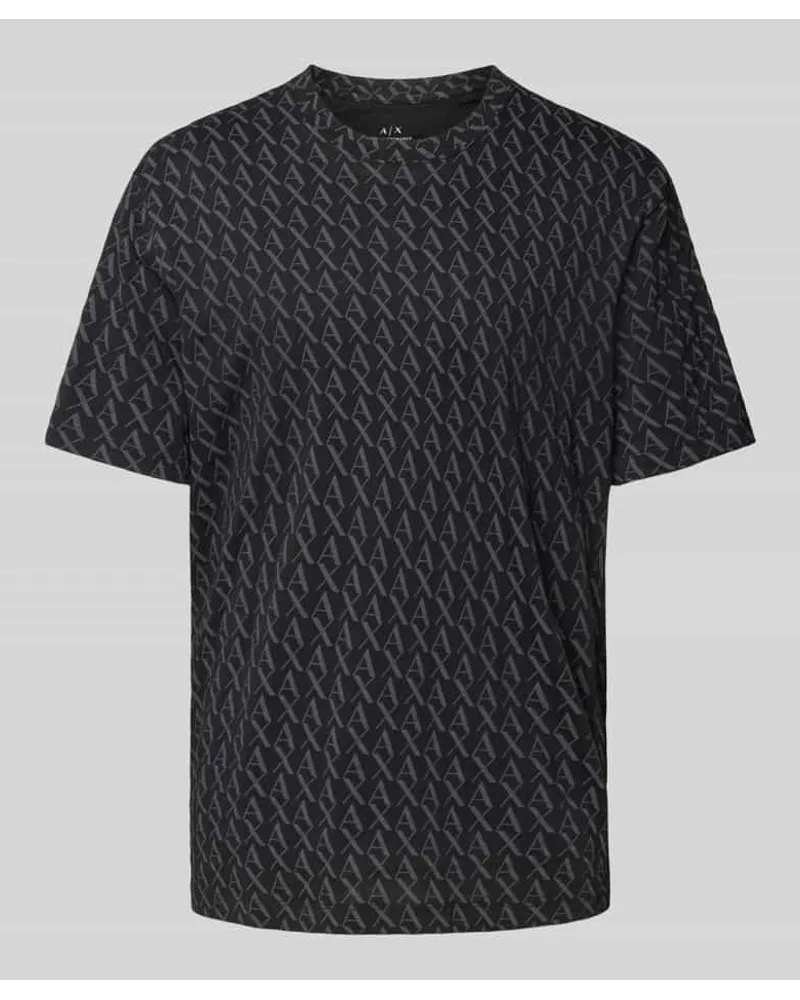 Armani Exchange T-Shirt mit Allover-Label-Print Black