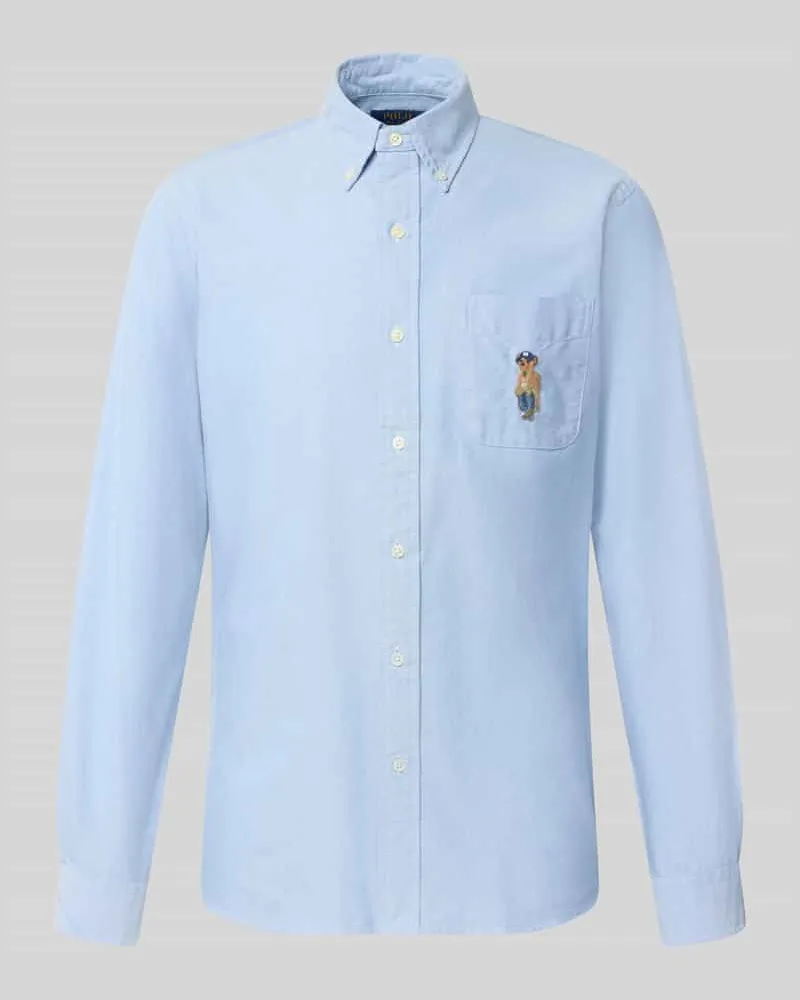 Ralph Lauren Custom Fit Freizeithemd aus reiner Baumwolle Hellblau