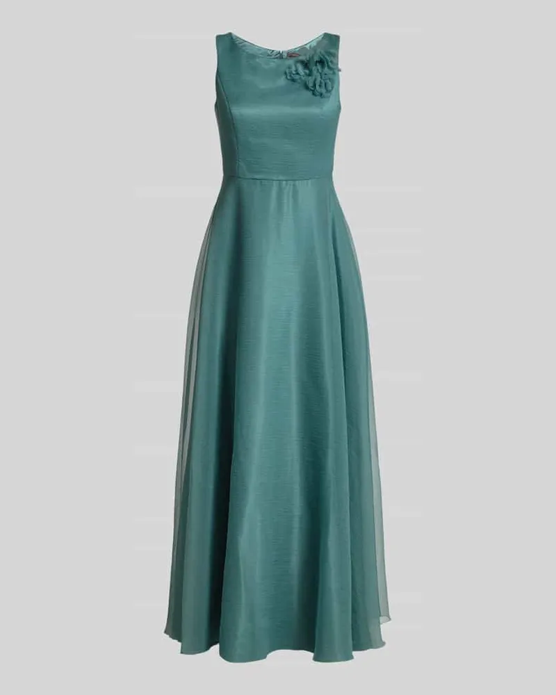 Vera Mont Abendkleid mit floralem Zierbesatz Petrol