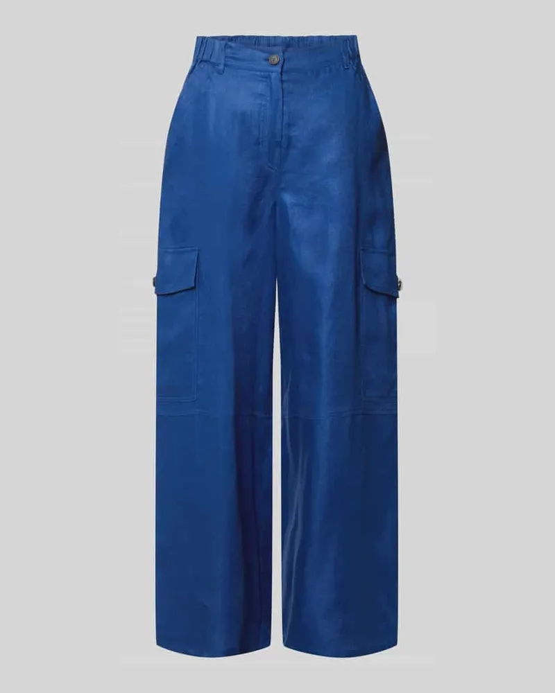 Max Mara Wide Leg Cargohose aus reinem Leinen Bleu