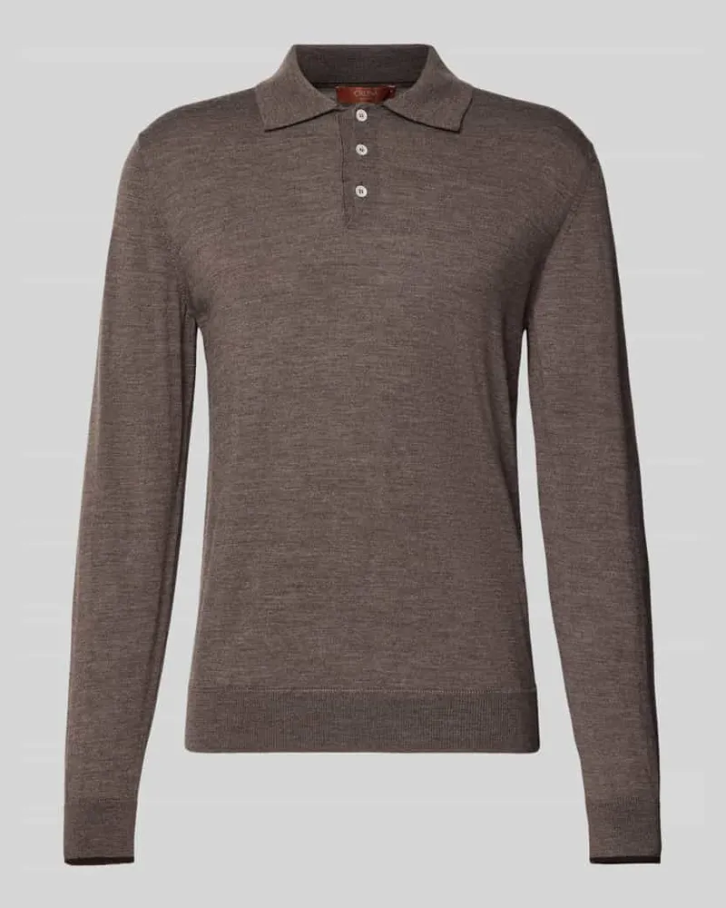 CRUNA Strickpolo mit Kentkragen Taupe