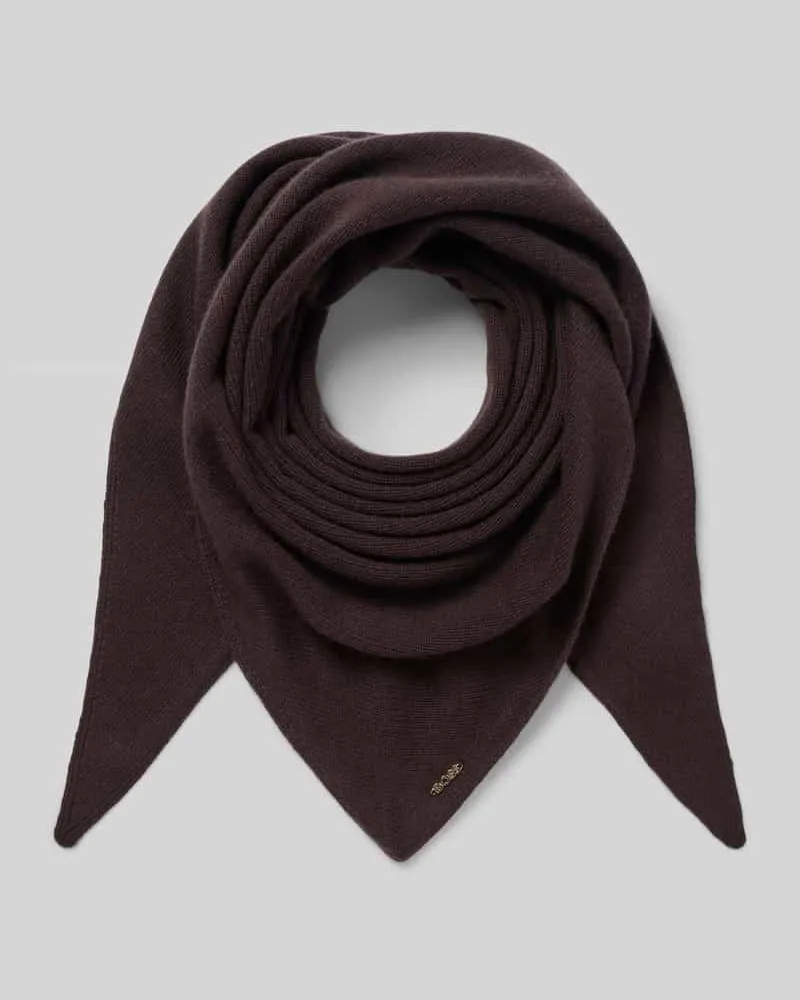 HUGO BOSS Schal aus Wolle-Kaschmir-Mix mit Logo-Detail Dunkelbraun